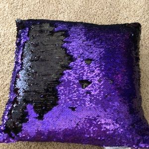 Purple and black sequin pillow